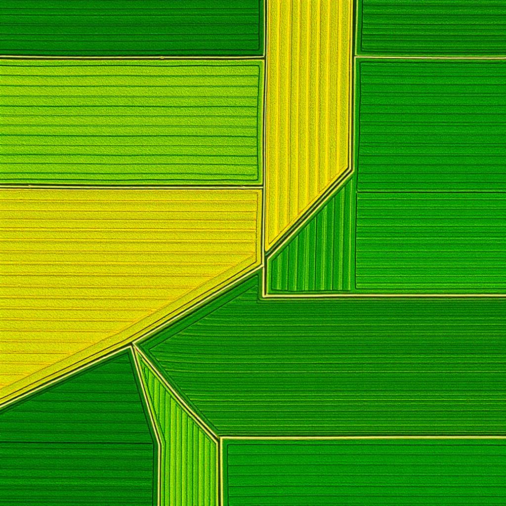 Vista aérea de campos verdes produtivos