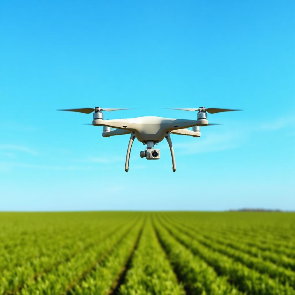 Drone sobrevoando campo agrícola